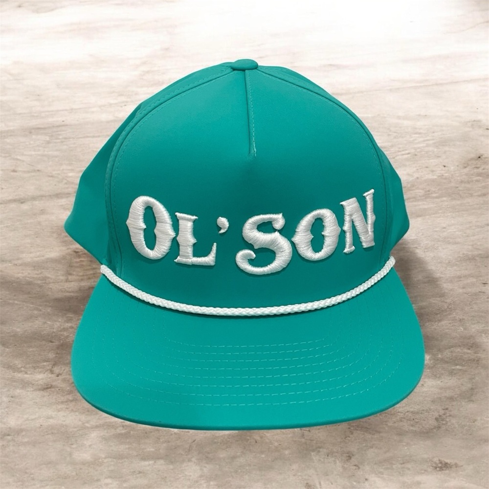 Dale Brisby OL’SON Teal Rope Snapback Hat Embroidered Logo Flat Brim Cap